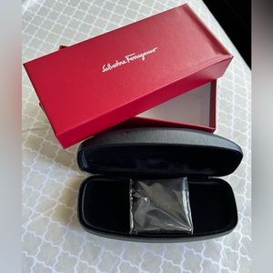 Salvatore Ferragamo Eye/Sunglass Hard Case with cleaning cloth and box. NEW!